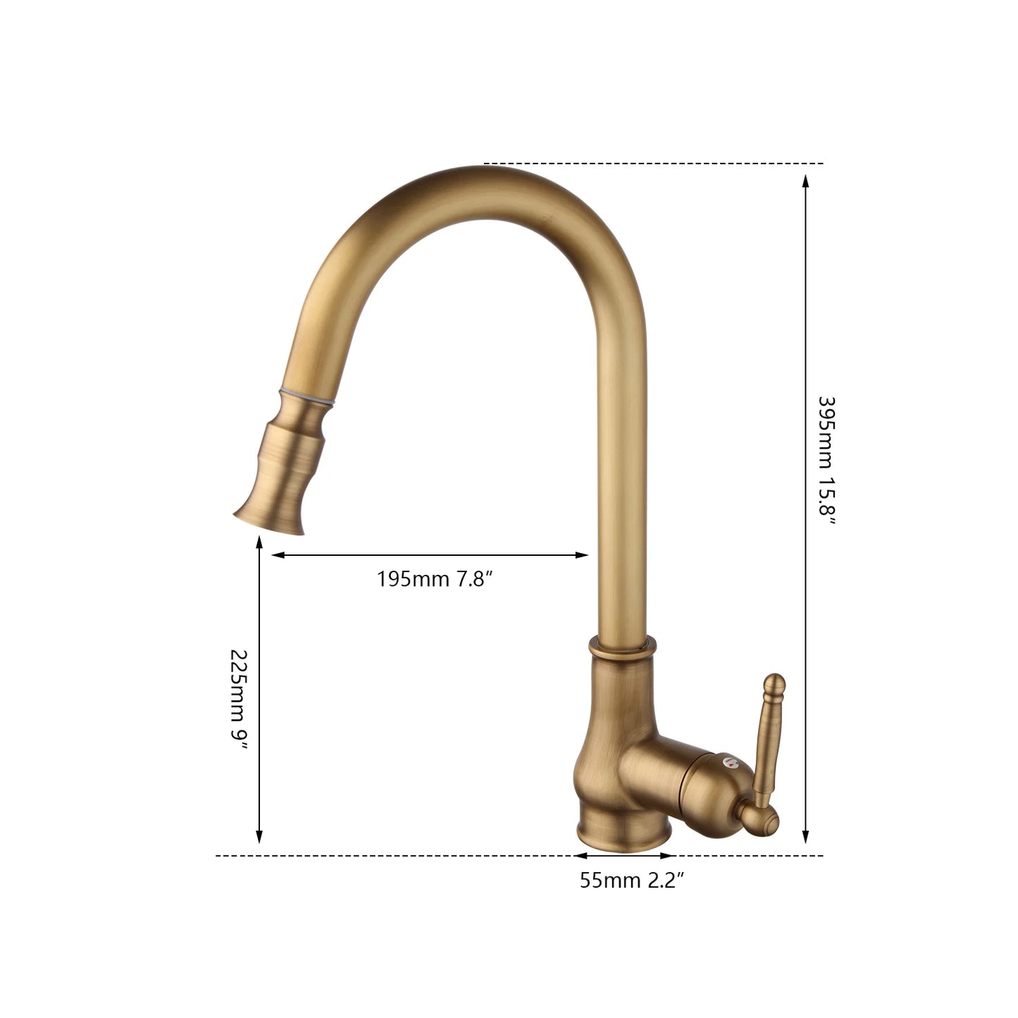 Antique Brass Kitchen Faucets Single Handle Pull Out Mixer Tap Deck Mounted - Design Hoard