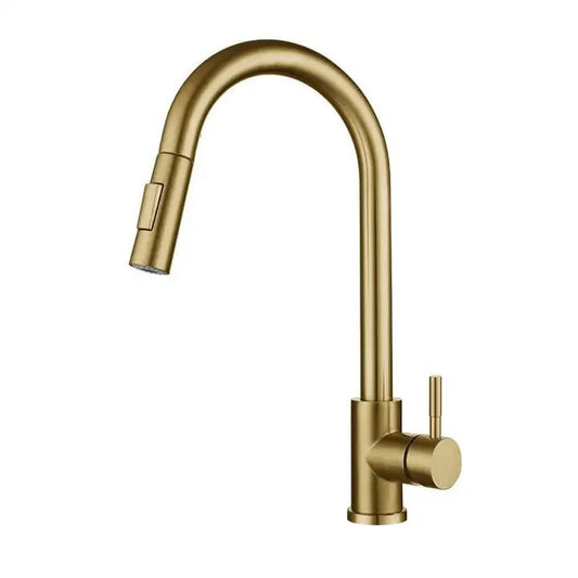 Modern Single Handle Kitchen Faucet Pull Down Sink Tap with Ceramic Valve Pull Out Sprayer - Design Hoard