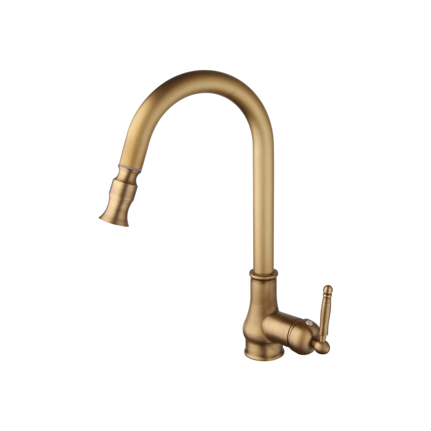 Antique Brass Kitchen Faucets Single Handle Pull Out Mixer Tap Deck Mounted - Design Hoard