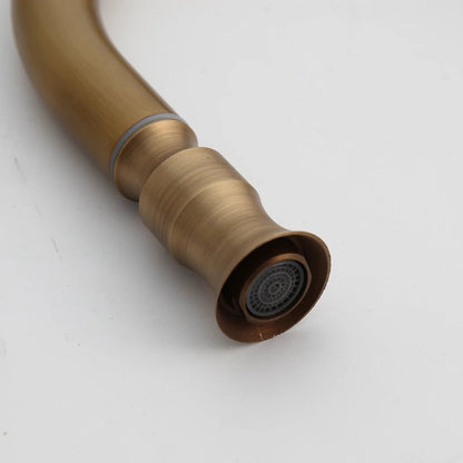 Antique Brass Kitchen Faucets Single Handle Pull Out Mixer Tap Deck Mounted - Design Hoard