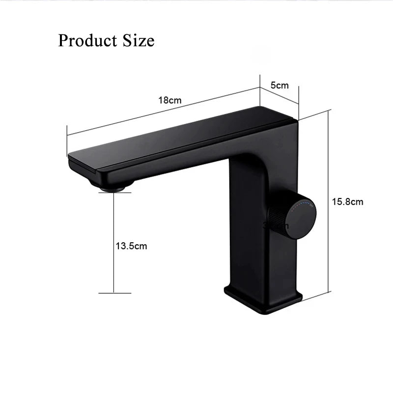 Modern Hot Sale Luxury LED Digital Smart Bathroom Faucet with Lamp Brass Single Lever Black Mixer Water Sink Wash Basin Faucets - Design Hoard